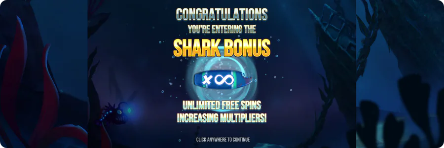Free Games-bonusen startar i Razor Shark med Shark Bonus-skärm
