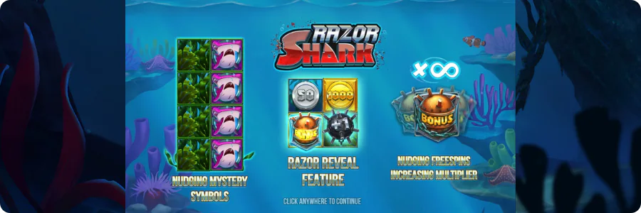 Mystery Stacks i Razor Shark slot med sjögräs och rosa hajar