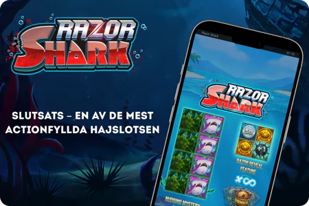 Razor Shark slot på mobilen med bonussymboler på hjulen